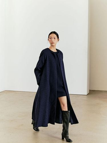 A line tweed coat (navy) - octobersecond - Modalova