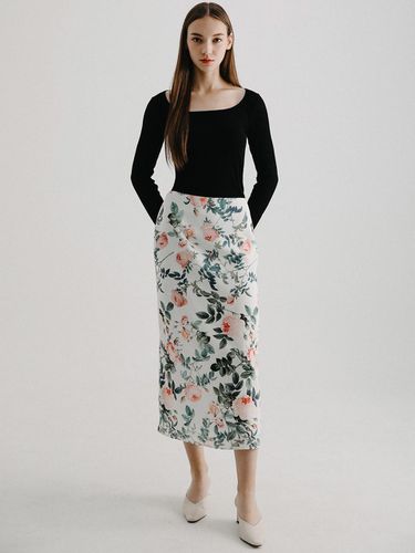 Vintage rose pencil skirt (WHITE) - STAY WITH ME - Modalova