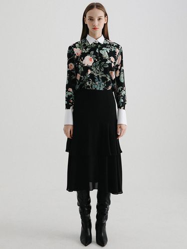 Vintage Rose Print Shirt (BLACK) - STAY WITH ME - Modalova