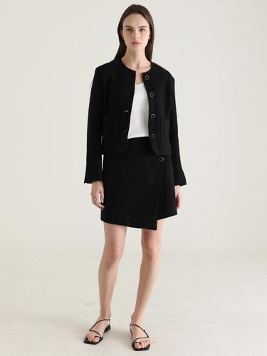 Buccle Tweed Wool Skirt (BLACK) - STAY WITH ME - Modalova