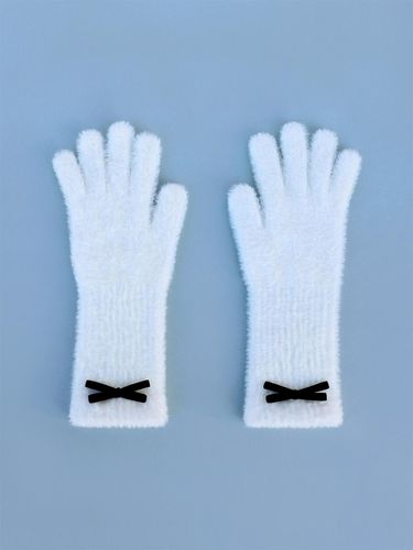 FUZZY RIBBON FINGER HOLE GLOVES - GOCORI - Modalova