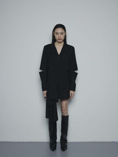 Black wool scarf dress jacket - OEUVA - Modalova