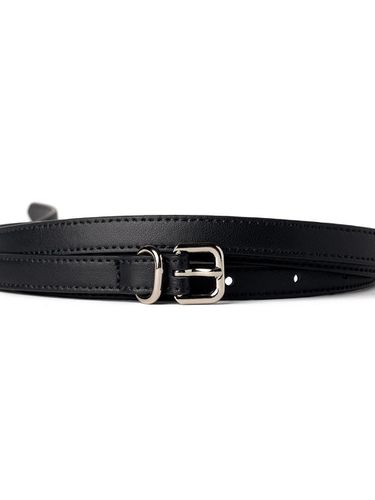 Black leather double layered belt - OEUVA - Modalova