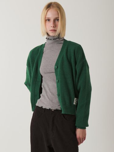 Y - Neck Basic Knit Cardigan Green - RAVEROUS - Modalova