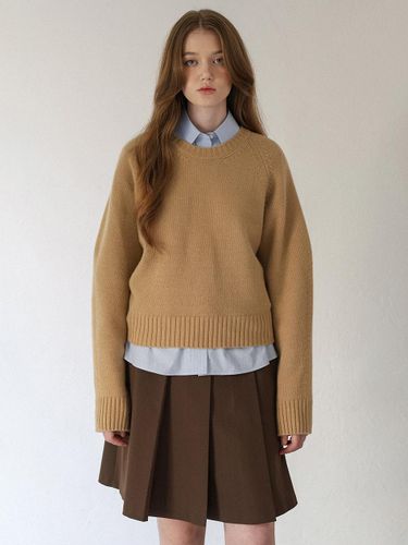 Fine wool crew neck knitwear (CAMEL) - STAY WITH ME - Modalova