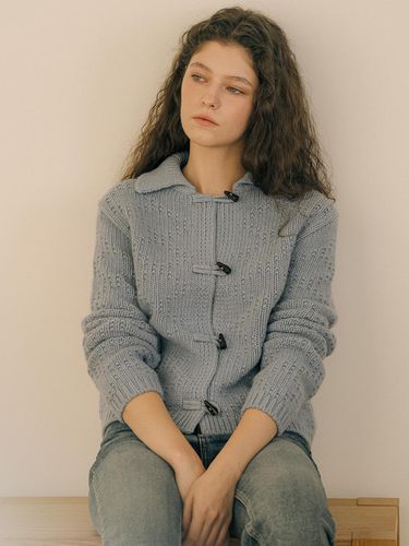 Pointed Button Wool Blended Cardigan _ Blue - TILLIDIE - Modalova