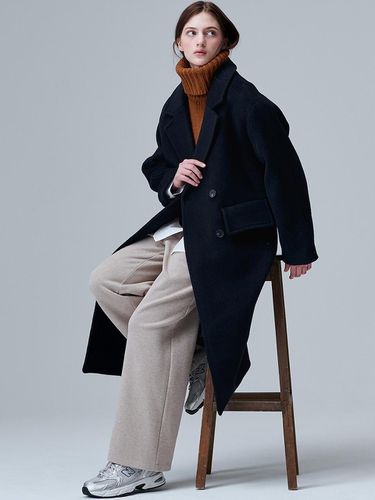 Oversized-Fit Wool Coat (Navy) - MaLoupe - Modalova