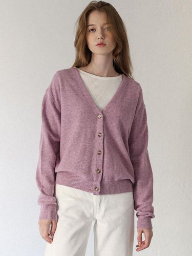 Wool Blend V-Neck Cardigan (PINK LAVENDER) - STAY WITH ME - Modalova