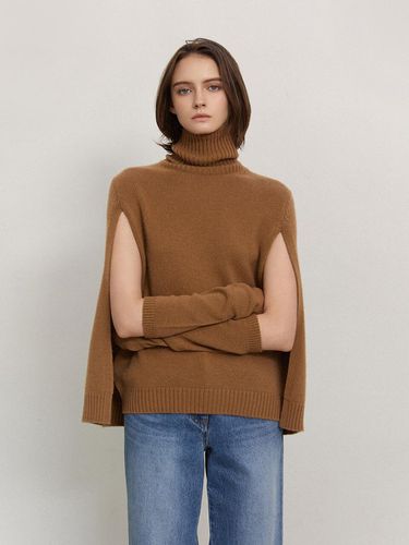 Cashmere Turtle-neck Cape Sleeveless Pullover [Camel] - Mare di mari - Modalova