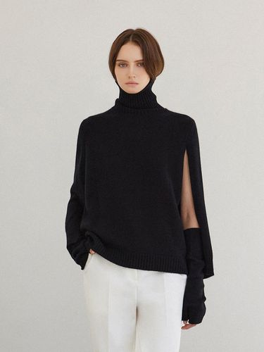 Cashmere Turtle - neck Knit Cape Pullover Black - Mare di mari - Modalova