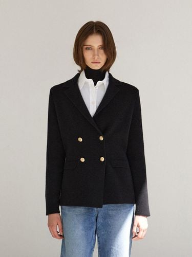 Cashmere Blend Knitted Double Breasted Jacket [Black] - Mare di mari - Modalova