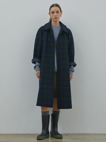 Harris Tweed Check Balmacaan Coat - Aupres - Modalova