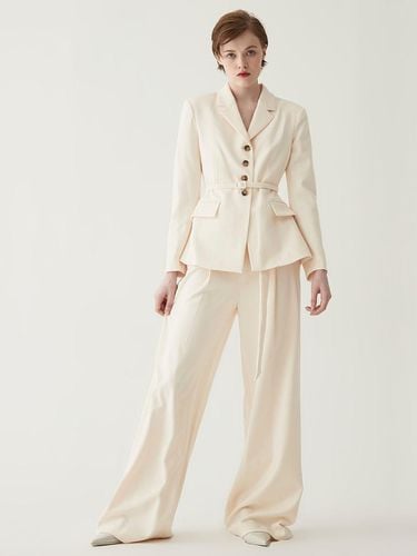 Belted Tailor Jacket-beige - HAGAHI - Modalova