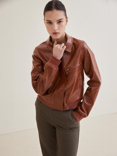 Cropped Leather Jumper - Brown - HAGAHI - Modalova