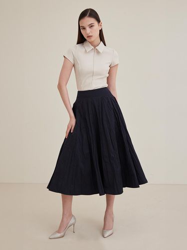 Pleated Wrinkle Line Skirt - Black - HAGAHI - Modalova