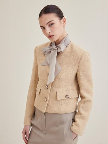 Jewel Button Tweed Jacket- Soften - HAGAHI - Modalova