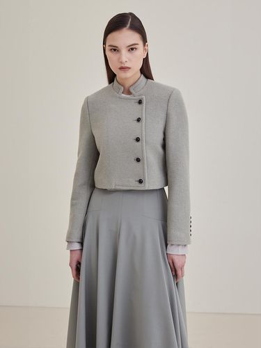 Wool Cropped Tweed Jacket- Pistachio - HAGAHI - Modalova