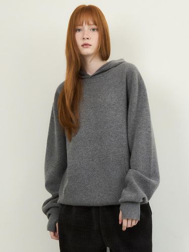 Fingerhole Wool Knit Hoodie - WEDNESDAY OASIS - Modalova