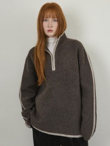 Aran Brushed Half Zip-Up Knit - WEDNESDAY OASIS - Modalova