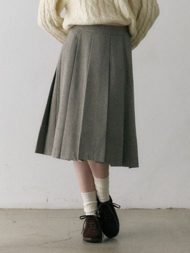 Wool Pleated Midi Skirt [Light Brown - OSTKAKA - Modalova