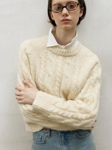 Mohair Cable Knit Relaxed Pullover - OSTKAKA - Modalova