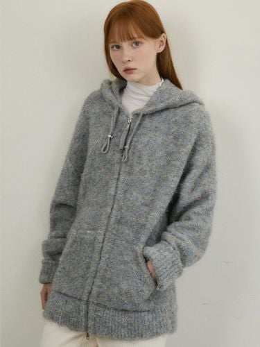 Boucl Mix Wool Knit Hooded Zip-Up Jacket - WEDNESDAY OASIS - Modalova