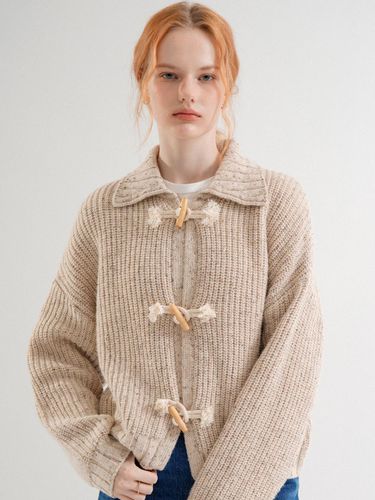 Toggle Button Collar Knit Cardigan (Oatmeal) - VLETI - Modalova