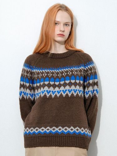 Wool Jacquard Round Knit (Brown) - VLETI - Modalova