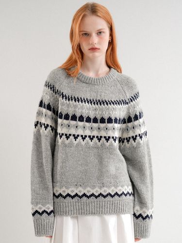 Wool Jacquard Round Knit (Gray) - VLETI - Modalova