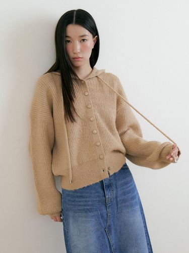 Wool Hood Knit Cardigan [Beige] - Lucirzu - Modalova