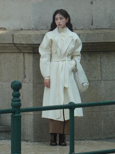 Two-way Cape Wool Coat [Ivory] - Lucirzu - Modalova