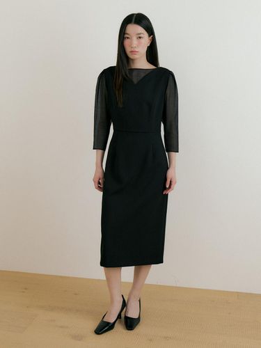 See-through Wrap Dress [Black] - Lucirzu - Modalova