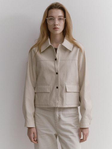 Crop Leather Jacket (beige) - LEI AVERY - Modalova