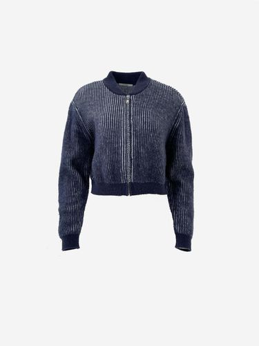 ALPACA CROPPED KNIT BOMBER - NAVY - LA KOSMO - Modalova