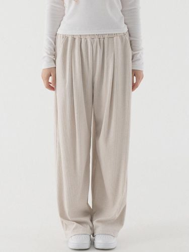 One chin wide ribbed knit pants (light beige) - PIANER - Modalova