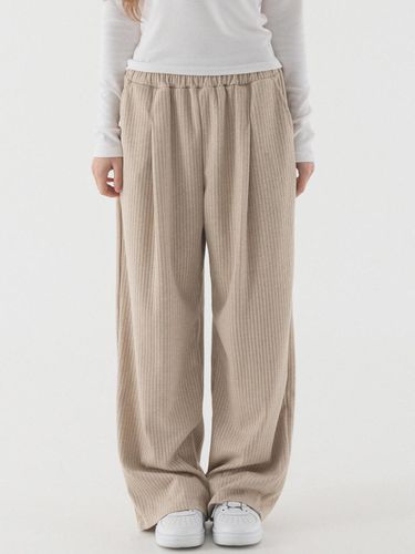 One chin wide ribbed knit pants (dark beige) - PIANER - Modalova