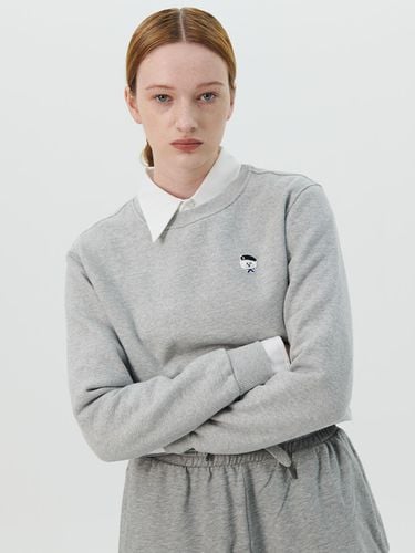 Fleece-lined Parisian Patch Women's Sweatshirt [Grey] - beyondcloset - Modalova