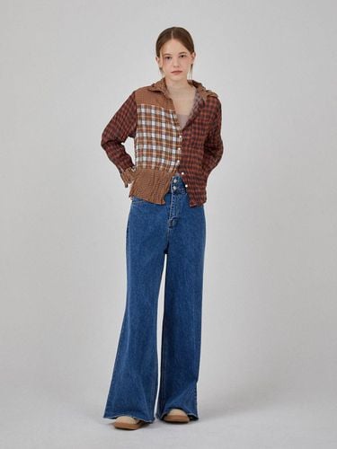 Check Patchwork wrinkle Blouse - Lapli - Modalova