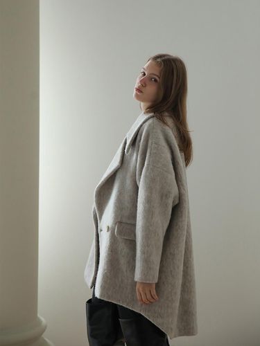 Kai Zienne] Loose Fit Half Coat_Light Gray - CAHIERS - Modalova