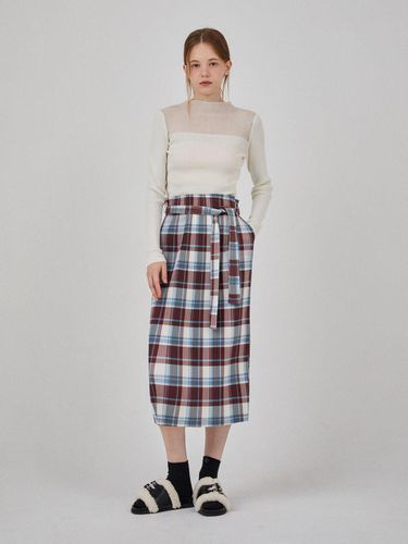 Checkered PATTERN strap skirt - Lapli - Modalova