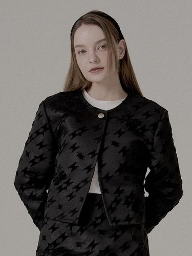 Jacquard Fur Jacket - BLACK - freeang - Modalova