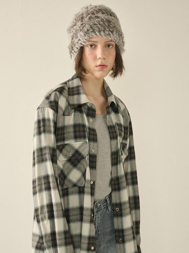 Ombre Checked Western Shirt_Black_W - KINETO - Modalova