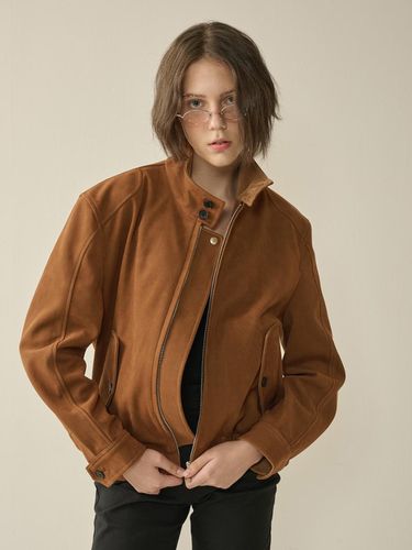 Suede High Neck Jacket_Camel_W - KINETO - Modalova