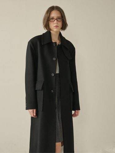 Oversized Out Pocket Felt Mac Coat_Black_W - KINETO - Modalova