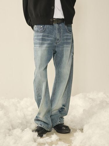 Wave Cutting Denim Pants_Midnight Blue - KINETO - Modalova