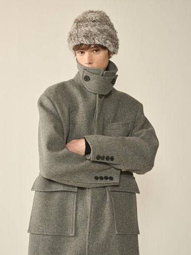 Oversized Out Pocket Felt Mac Coat_Gray - KINETO - Modalova