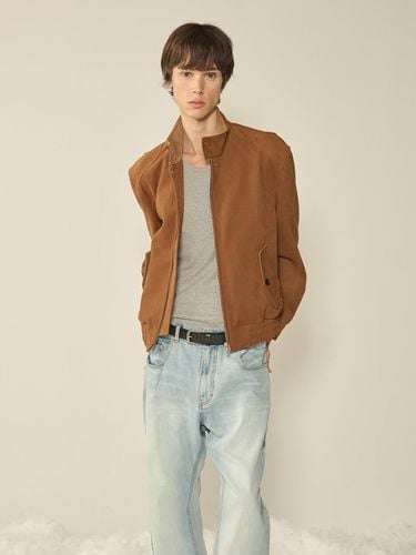 Suede High Neck Jacket_Camel - KINETO - Modalova