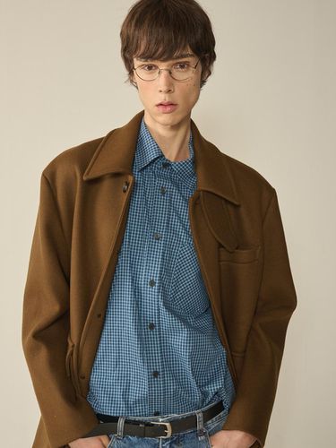 Oversized Out Pocket Felt Mac Coat_Brown - KINETO - Modalova