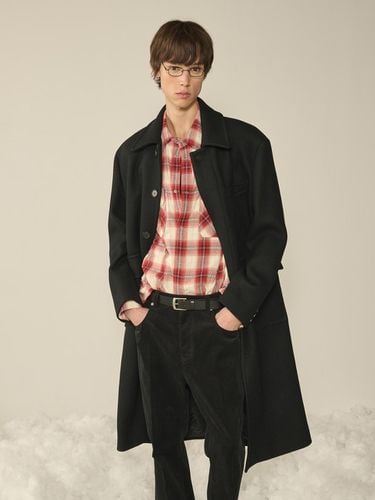 Oversized Out Pocket Felt Mac Coat_Black - KINETO - Modalova