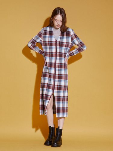 Checkered PATTERN Long Zip-Up dress - Lapli - Modalova